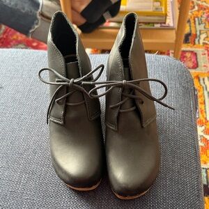 No. 6 Black Leather Lace-Up Ankle Booties